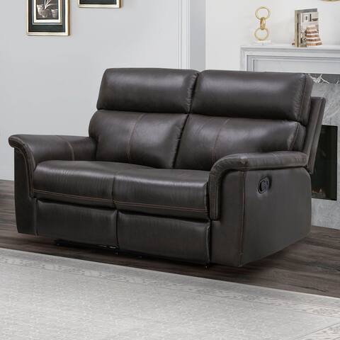 Abbyson Wellington Top Grain Leather Reclining Loveseat