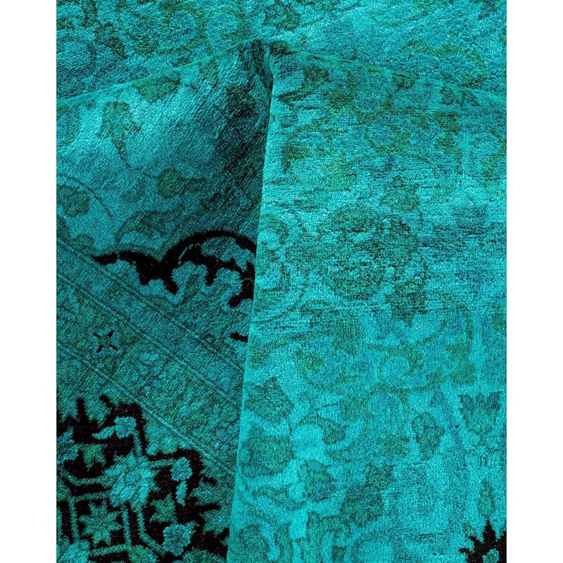 Fine Vibrance, One-of-a-Kind Hand-Knotted Area Rug - Green, 6' 1" x 9' 0" - 6' 1" x 9' 0"