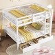 preview thumbnail 3 of 16, Full over Full Rubber Wood Bunk Bed w/ 2 Drawers, Convertible into 2 Full Beds, Full Size Loft Bed with Ladder, White