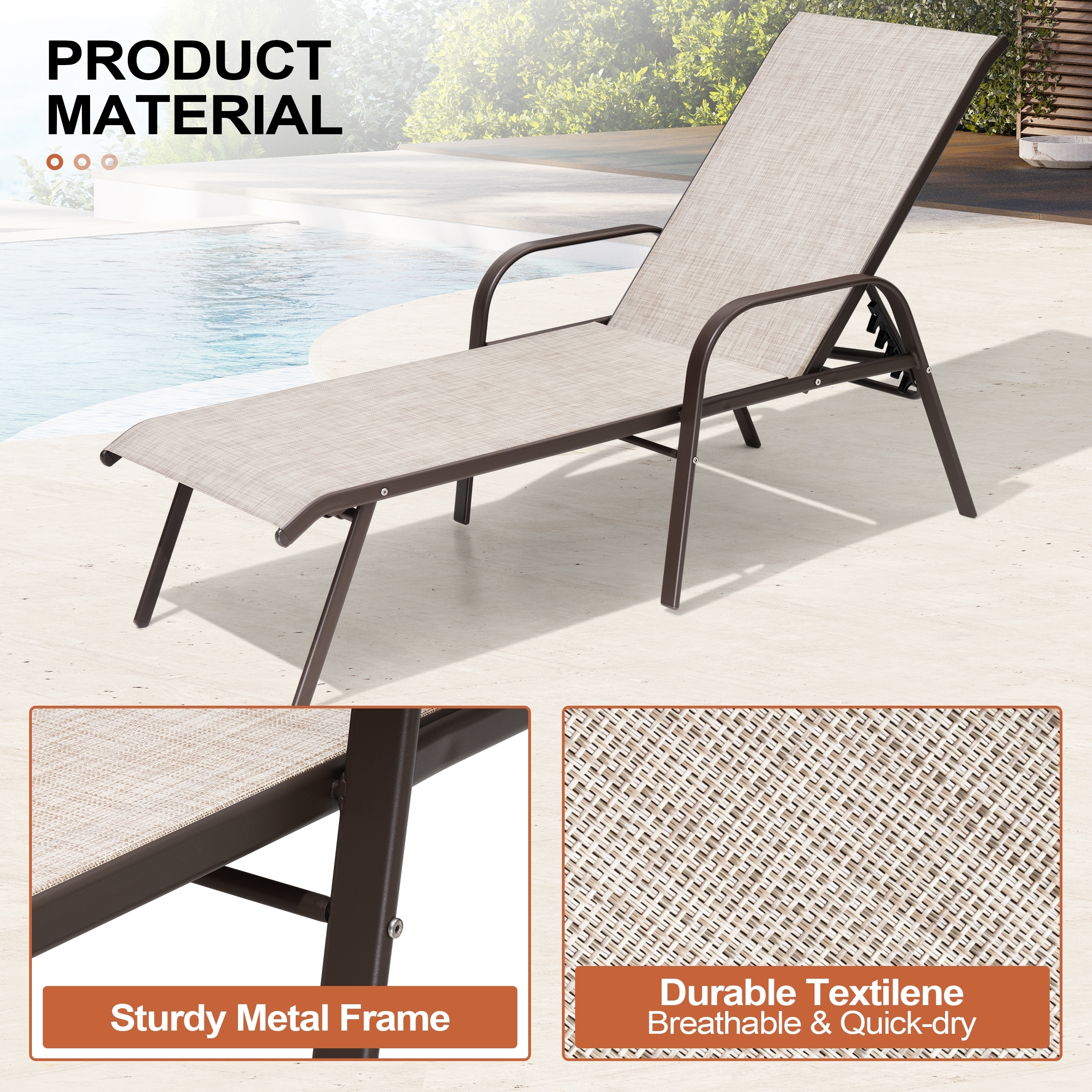 Crestlive Adjustable Outdoor Chaise Lounge Chairs for Patio and Pool-image