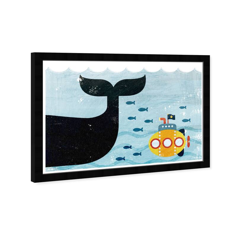 Wynwood Studio Prints Animals Full Speed Ahead Blue and Light Blue Modern & Contemporary Wall Art Canvas Print