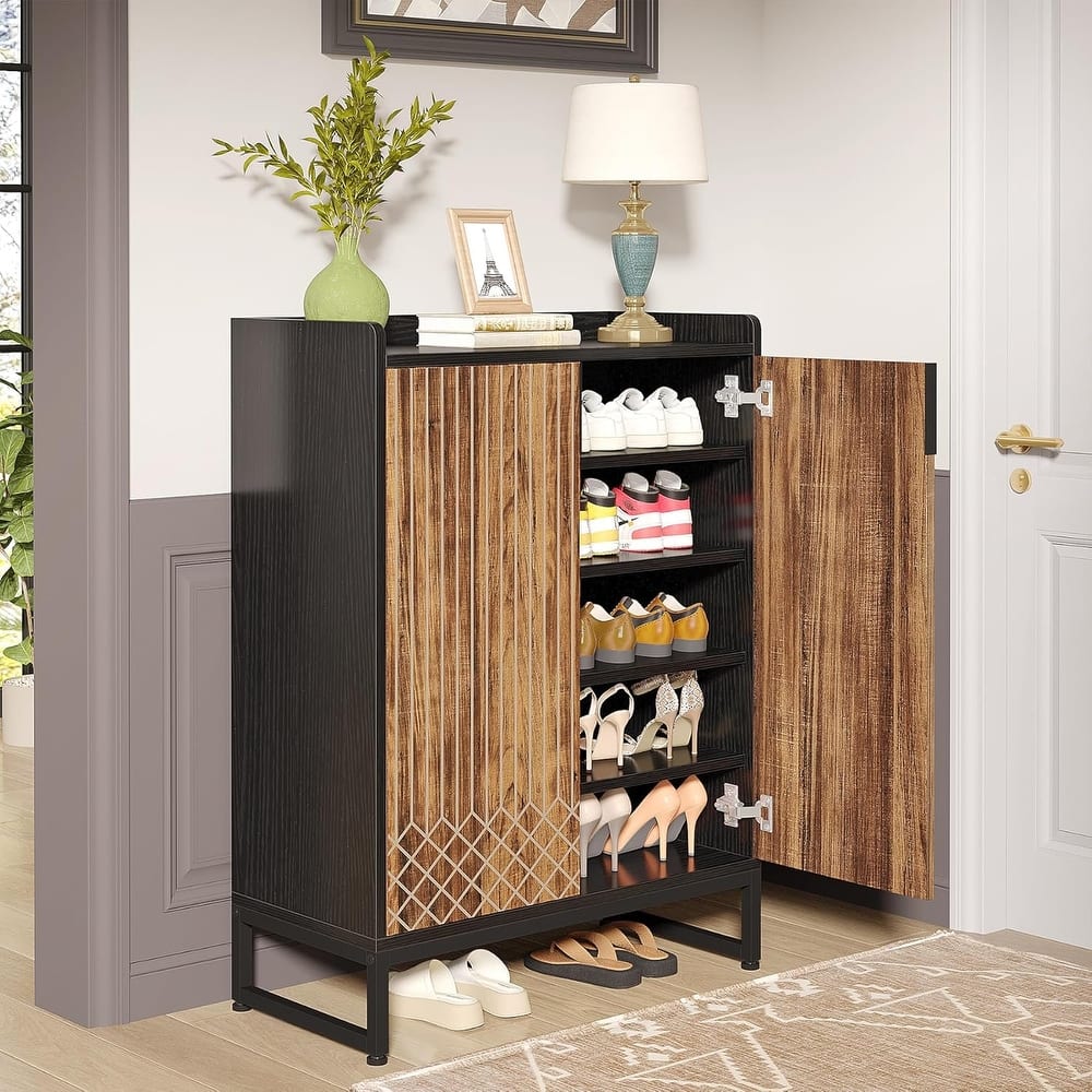 25 Pair Shoe Storage Cabinets with Doors for Bedroom Hallway Living Room