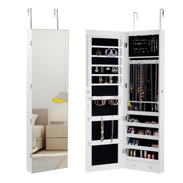 Shop Gymax Wall & Door Mounted Mirrored Jewelry Cabinet ...