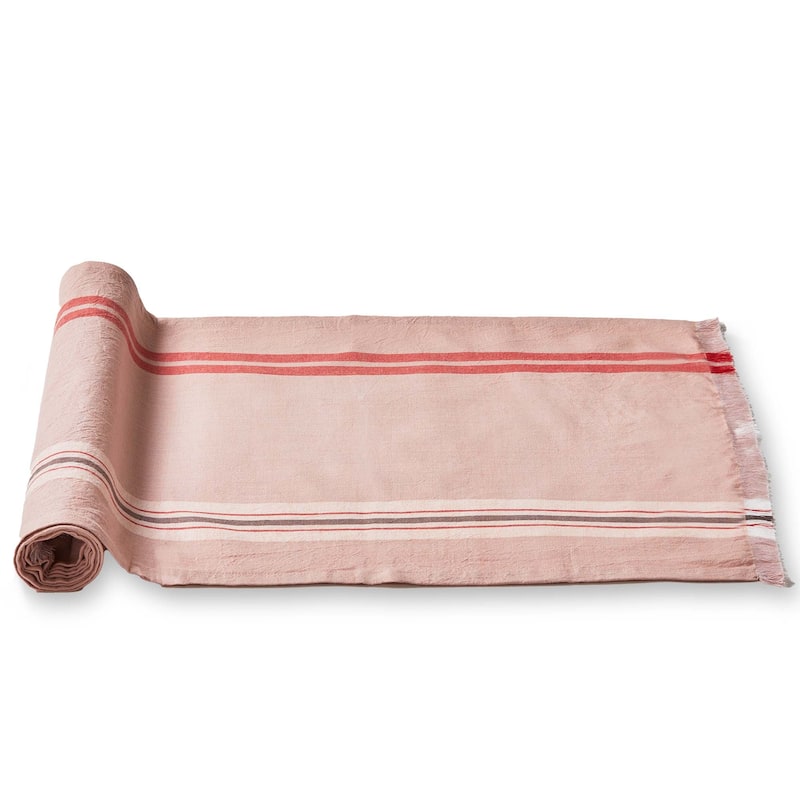 Lavender and Honey Stripe Table Runner Cotton Machine Washable 72x16 inches Perfect for Spring and Summer Decor