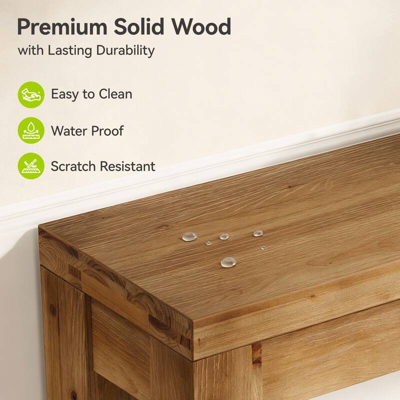 43.3" Solid Wood Console Table with 2-Tier Storage, Sofa Table