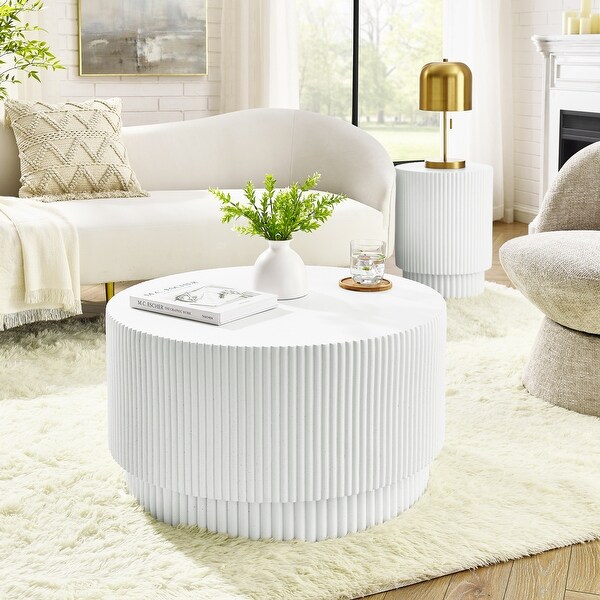 Round Magnesium Oxide Coffee Table, Indoor/Outdoor - Bed Bath