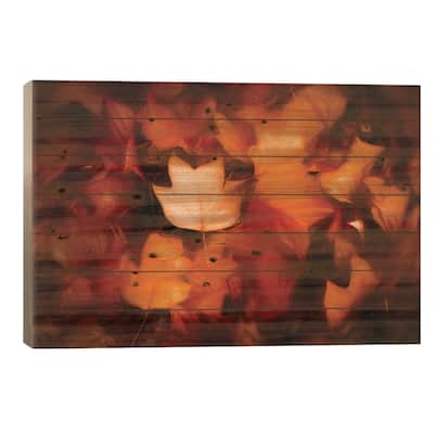 Leaves Colored Autumn Painting Print On Wood by Philippe Sainte-Laudy - Multi-Color