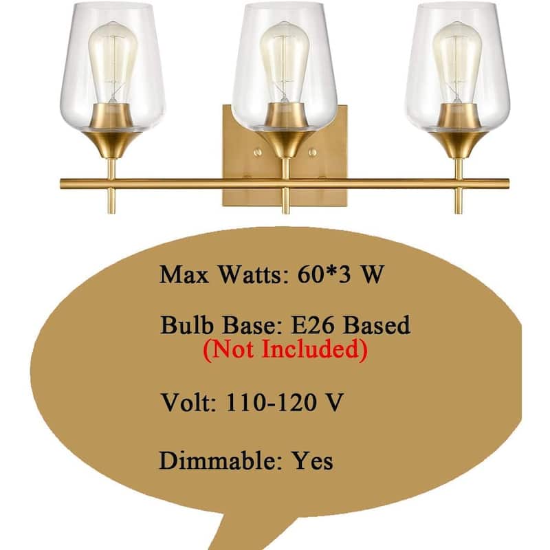 Monaco Farmhouse Bathroom Vanity Lights 3-Light Clear Glass Wall Sconces