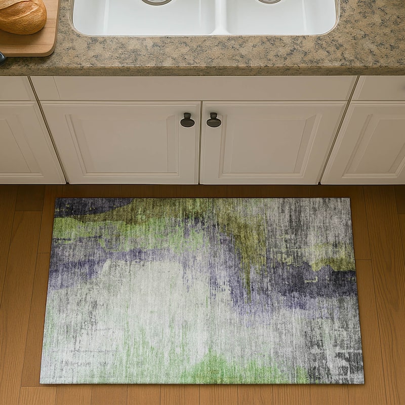 Premium Washable Super Soft Abstract Soid Mayfield Rug - Plum - 1'8" x 2'6"