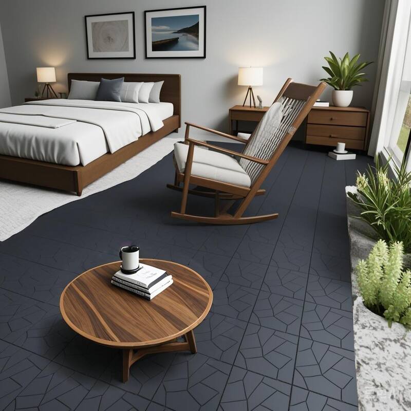 44 Pieces Interlocking Wood-Plastic Deck Tiles 11.8"x11.8" for Patio Balcony and Outdoor Flooring - Dark-Grey