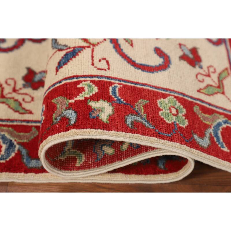 Kazak Accent Rug Hand-Knotted Floral Wool Carpet - 2'8" x 3'9"