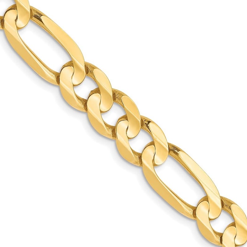 Curata 10k Gold 6.75mm Concave Figaro Chain Bracelet