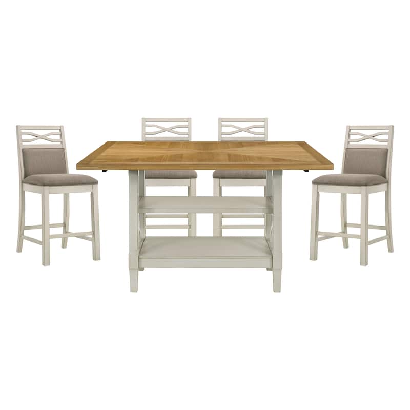 Eileen Wood Counter Height 5-Piece Dining Set - Light Oak and Gray