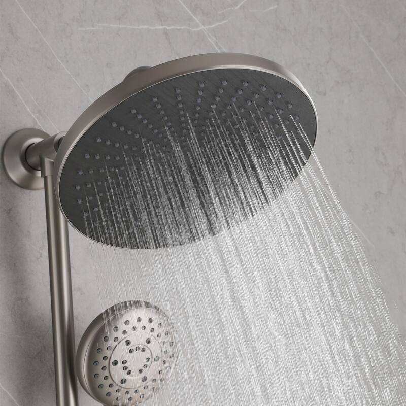 Modland High Pressure 5-Way 10'' Rain Shower Head Black with Handheld Shower Slide Bar