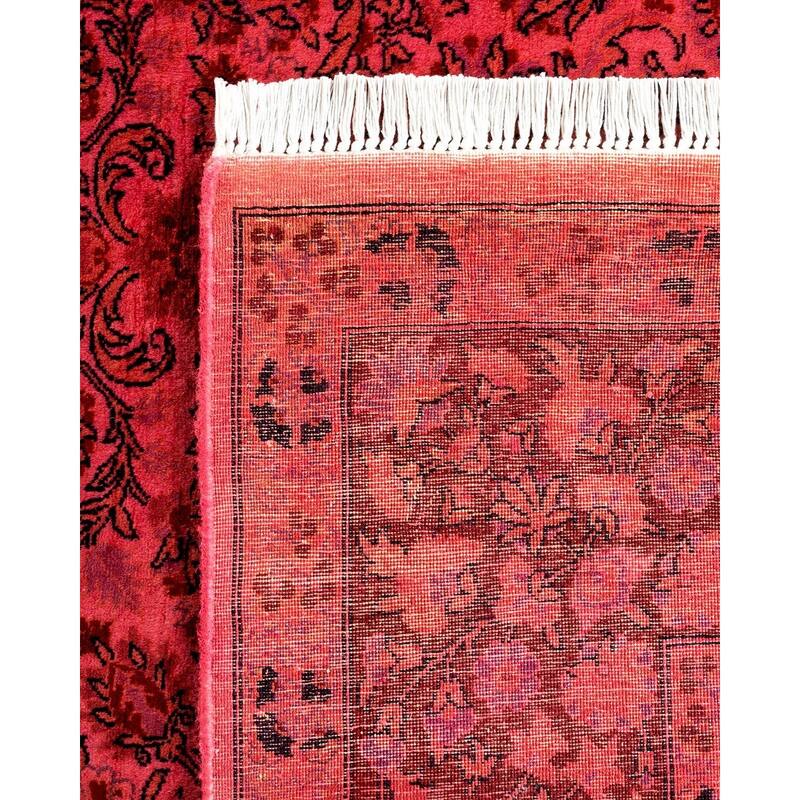 Overton Hand Knotted Wool Vintage Inspired Modern Contemporary Overdyed Pink Area Rug - 6' 2" x 12' 1"