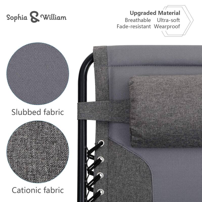 Padded Zero Gravity Chair 2 Pack Oversize Lounge Chair with Free Cup Holder