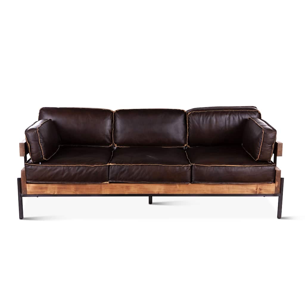 Chiavari Mocha Brown Leather Sofa