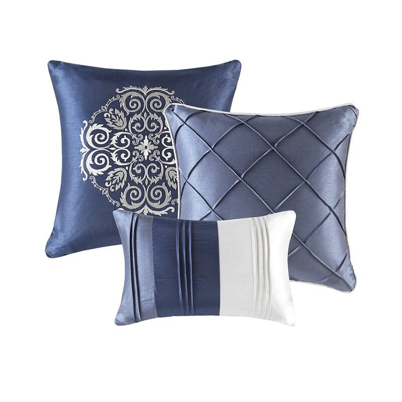 GDF Studio - 7-Piece Faux Silk Comforter Set with Decorative Pillows