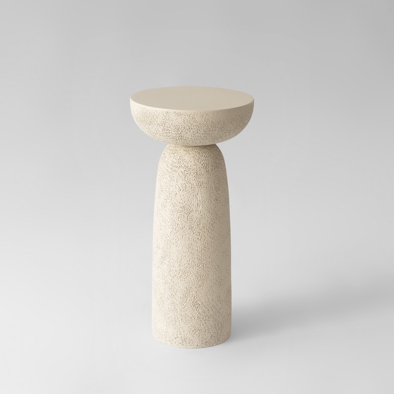 Travertine Stone Finish End Table Accent Side Table