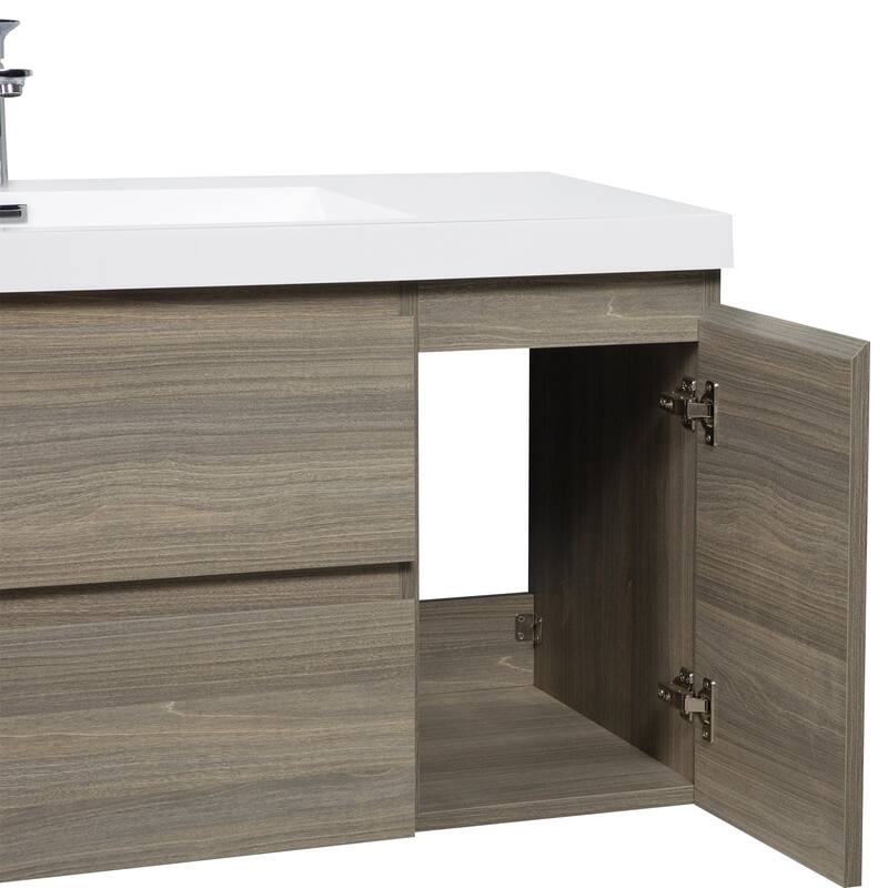 MDF Floating Bathroom Vanity with Integrated Resin Sink