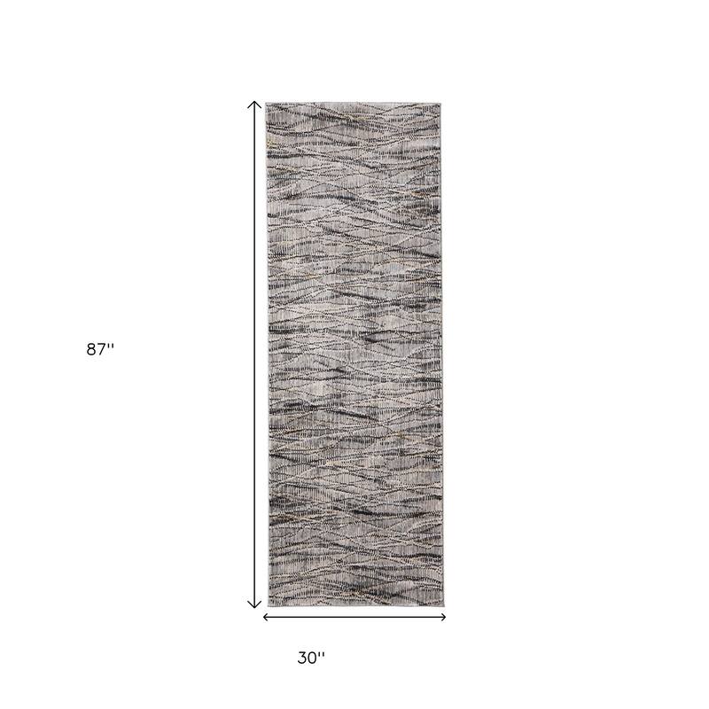 HomeRoots Abstract Casual Runner Area Rug - 87.00 in. x 30.00 in. x 0.47 in.