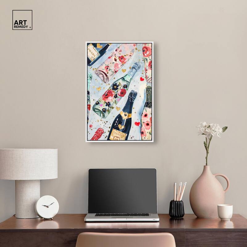 Fun Floral Champagne Canvas by Art Remedy