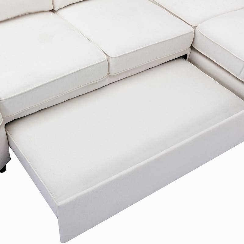 L-Shape Sectional Sleeper Sofa Bed with USB Charging Port