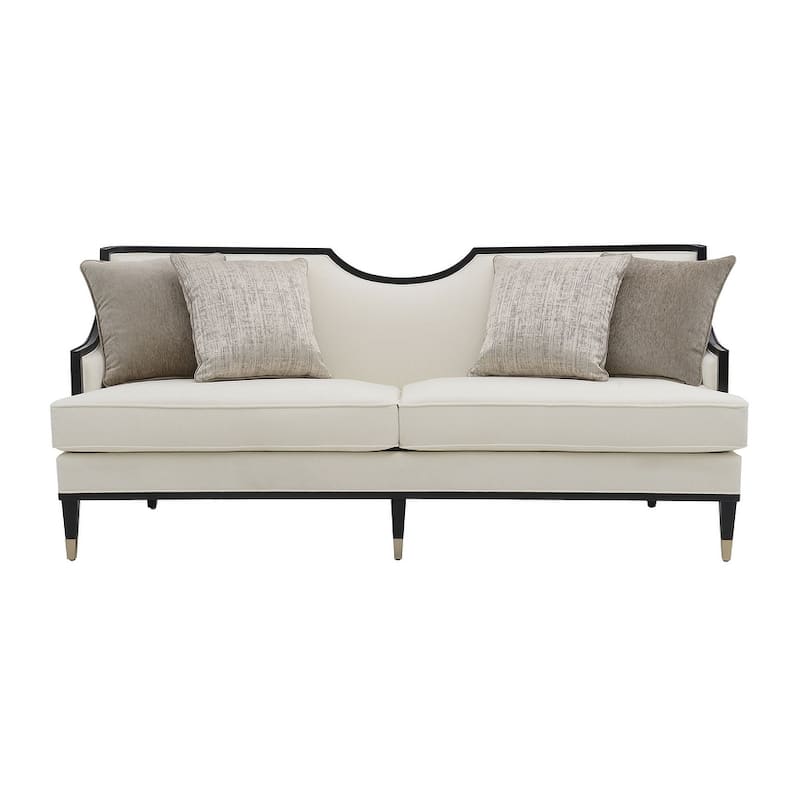 Traditional White Finish Curved Arms 1pc Sofa
