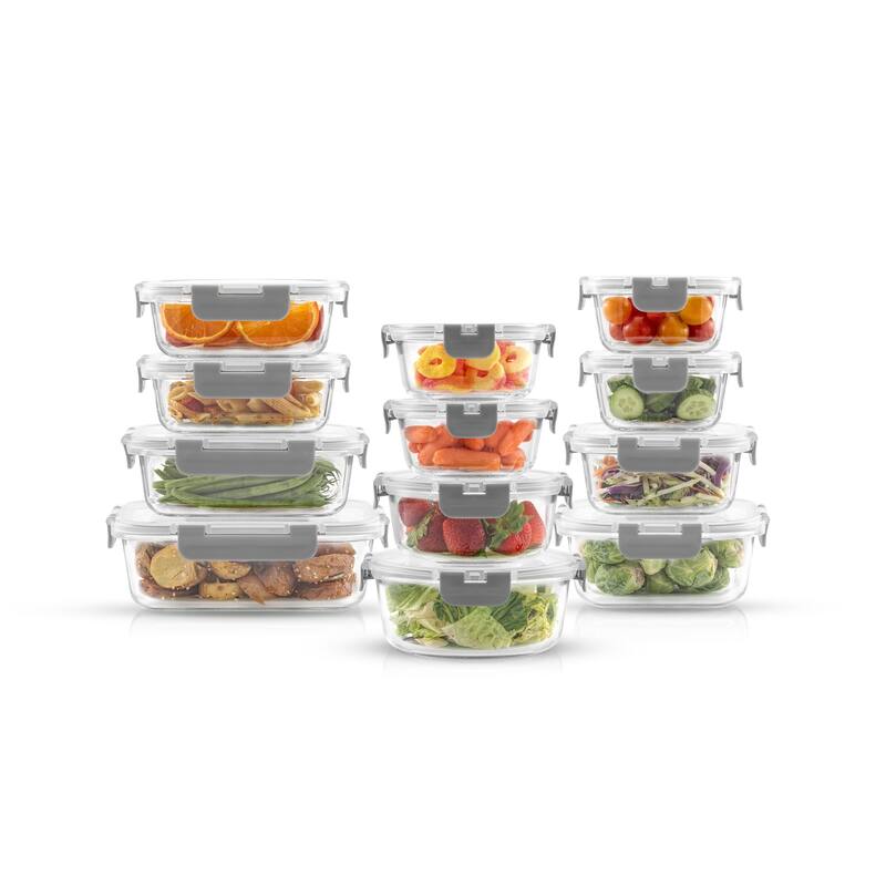 JoyFul 24 Piece Glass Food Storage Containers Set with Airtight Lids