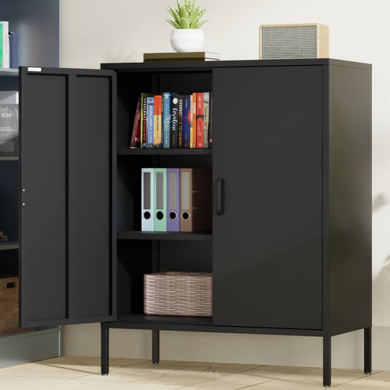 40 Inches High Metal Storage Locker, Comes With 2 Doors And Suitable For Homes, Offices And Coffee Bars