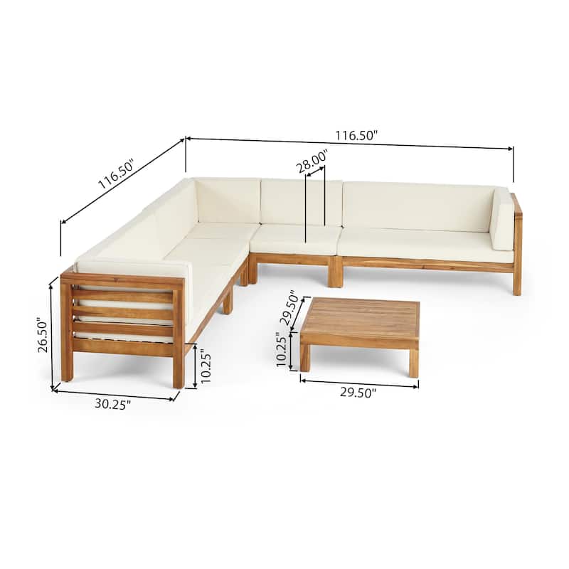 Oana Outdoor 7-seater Acacia Wood Sectional Sofa Set by Christopher Knight Home