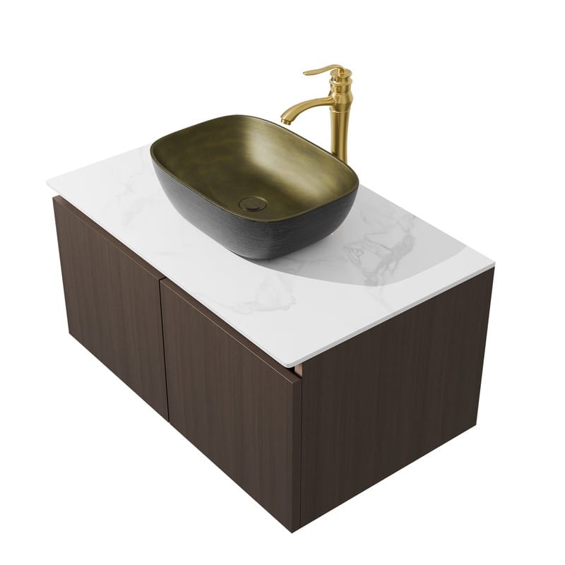Vintage Aluminium Bathroom Vanity With Countertop Sink Copper Faucet Set