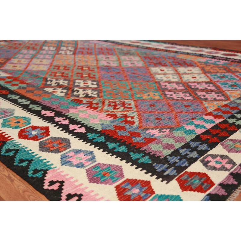 Kilim Oriental Area Rug Flatweave Multi-Color Bedroom Wool Carpet - 8'4"x 11'9"