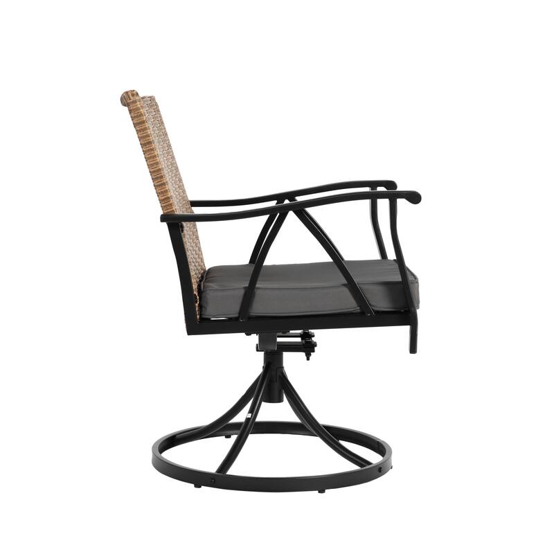 Wicker Patio Set w/ 2 Swivel Rockers,4 Chairs,Removable Cushions,7 Pcs