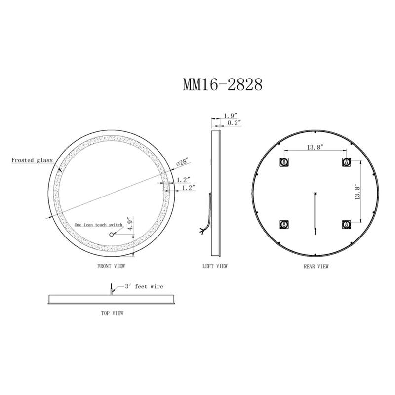 Modern Mirrors Solstice Round LED Lighted Bathroom Vanity Mirror, Wall Mounted Makeup Mirror with Defogger - 24 Inches