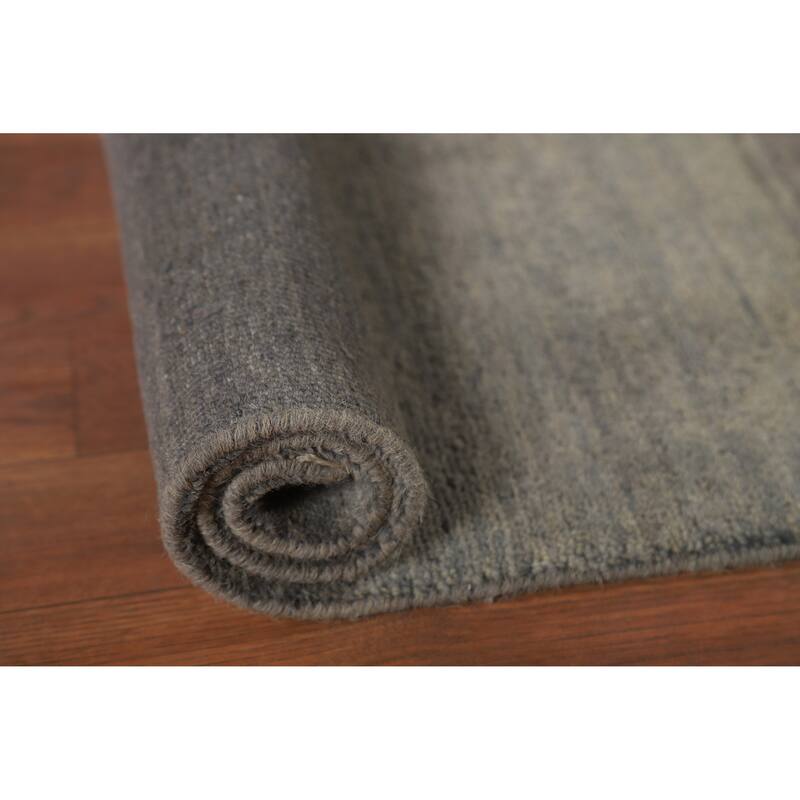 Contemporary Gabbeh Oriental Foyer Rug Hand-Knotted Grey Wool Carpet - 2'0"x 3'0"