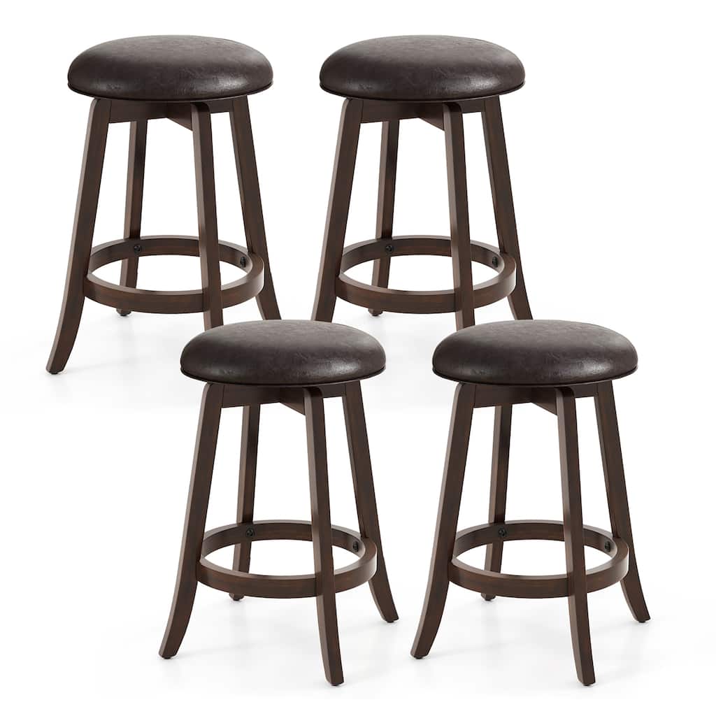 Gymax 24'' Counter Height Stools Set of 4 w/ Swivel Round Seat &