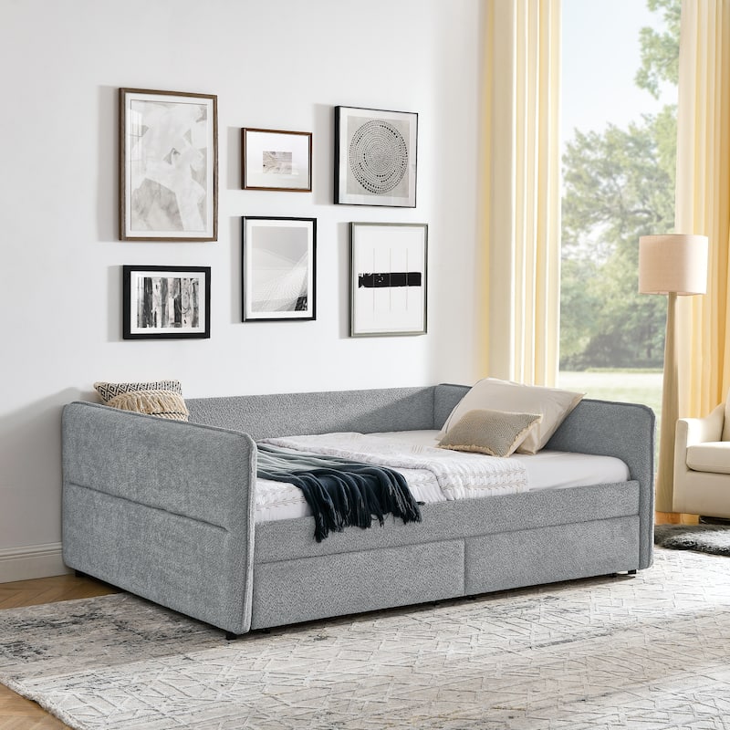 Daybed with Trundle Upholstered Tufted Sofa Bed