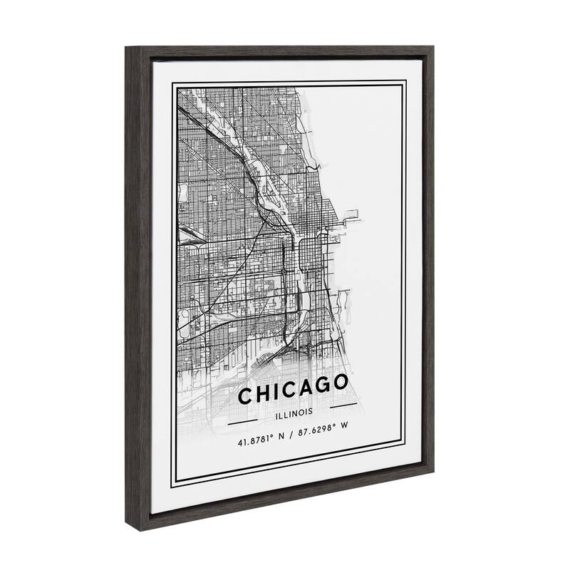 Kate and Laurel Sylvie Chicago Modern Map Framed Canvas by Jake Goossen