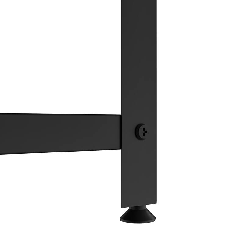 Roomfitters Square Coffee Table with Hidden Compartment and Fingerprint Lock, Steel, Black and White Faux Marble