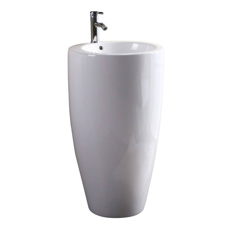 Fine Fixtures Island Pedestal, Elegant One Piece Pedestal Sink, Vitreous China
