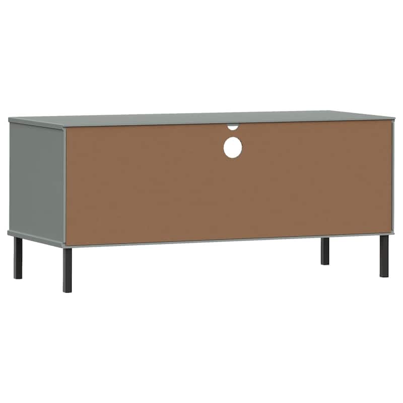 vidaXL TV Stand TV Console TV Console with Metal Legs Solid Wood Pine OSLO - 41.7" x 15.7" x 18.3"