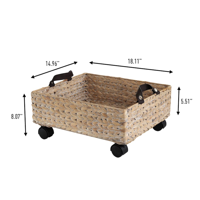 happimess 18.11" Handwoven Storage Bin with Wheels and Handles