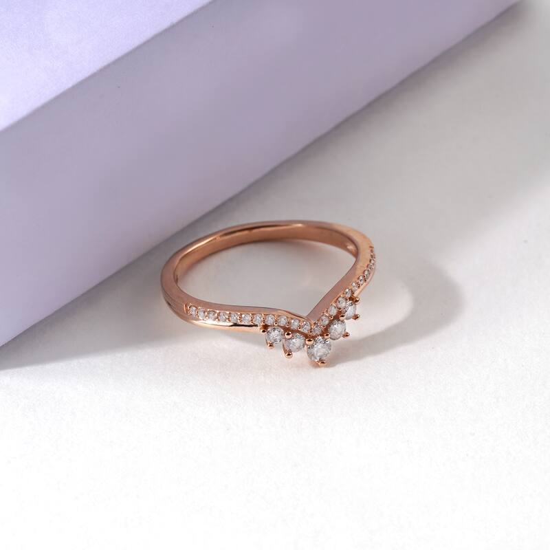 1/3ct TDW Diamond Contour Wedding Band in 10K Gold for Women