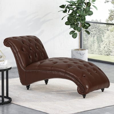 Christopher Knight Home - Varnell Contemporary Button Tufted Chaise Lounge - 64.25" L x 29.00" W x 33.75" H