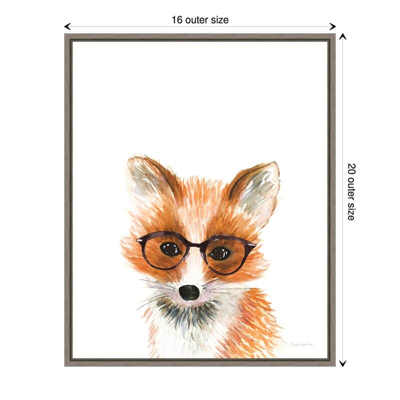 Fox in Glasses by Mercedes Lopez Charro (16 x 20 in.), Framed Canvas Wall Art Print - Sylvie Greywash