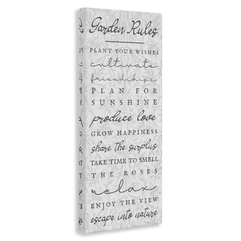 Stupell Garden Rules on Floral Pattern Canvas Wall Art Design By Lil' Rue