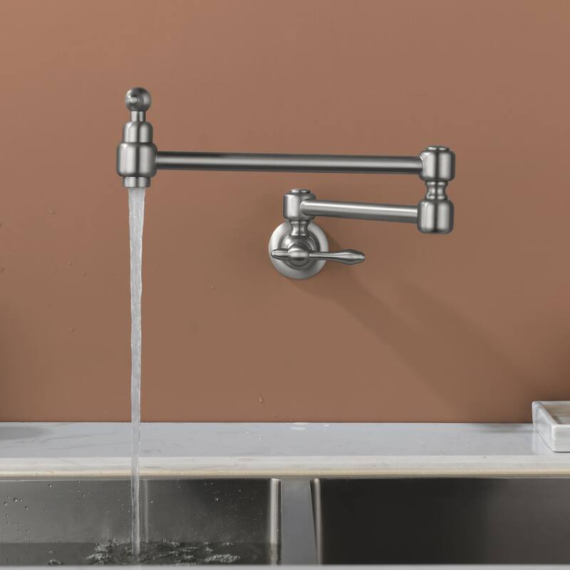 Pot Filler Faucet Commercial Wall Mount Kitchen Sink Faucet Modern Folding Stretchable Double Joint With Single Hole Two Handles