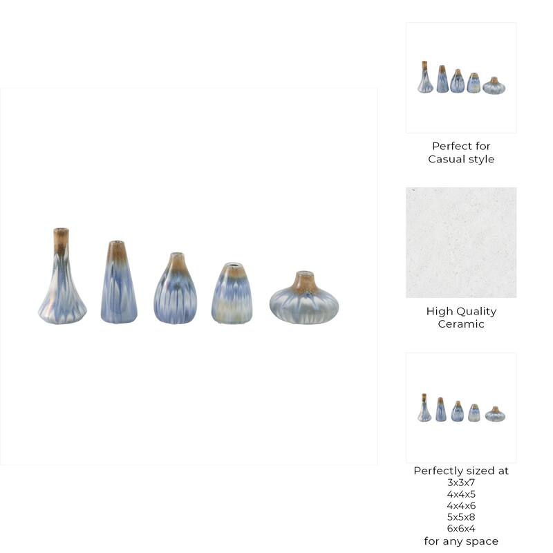 Stoneware Decorative Vases with Silhouettes Curved Forms (Set of 5)