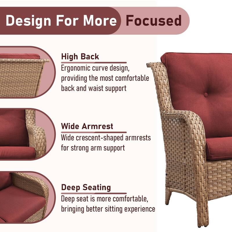 Outdoor Loveseat Sofa 2-Seat PE Rattan Patio Love Seat